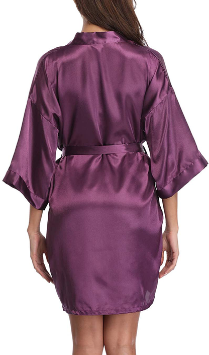 Old-Times Women'S Pure Color Silk Kimono Short Robes for Bridesmaids and Bride Apparel & Accessories > Clothing > Sleepwear & Loungewear > Robes Old-Times   