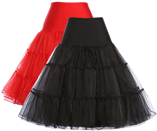 GRACE KARIN Women 50S Petticoat Skirts Tutu Crinoline Underskirt CL008922 Apparel & Accessories > Clothing > Underwear & Socks > Shapewear GRACE KARIN 2-pack（black+red） 2X 