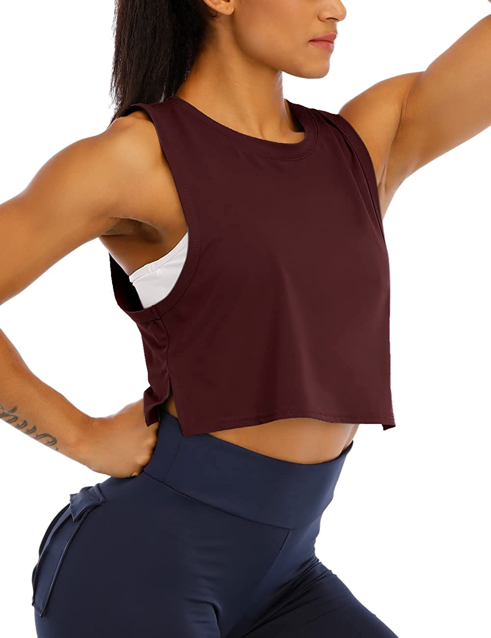 HIOINIEIY Womens Crop Tops Workout Tops Loose Sleeveless Cropped Muscle Open Side Shirts Gym Exercise Yoga Shirts Apparel & Accessories > Clothing > Activewear Kylie Max   