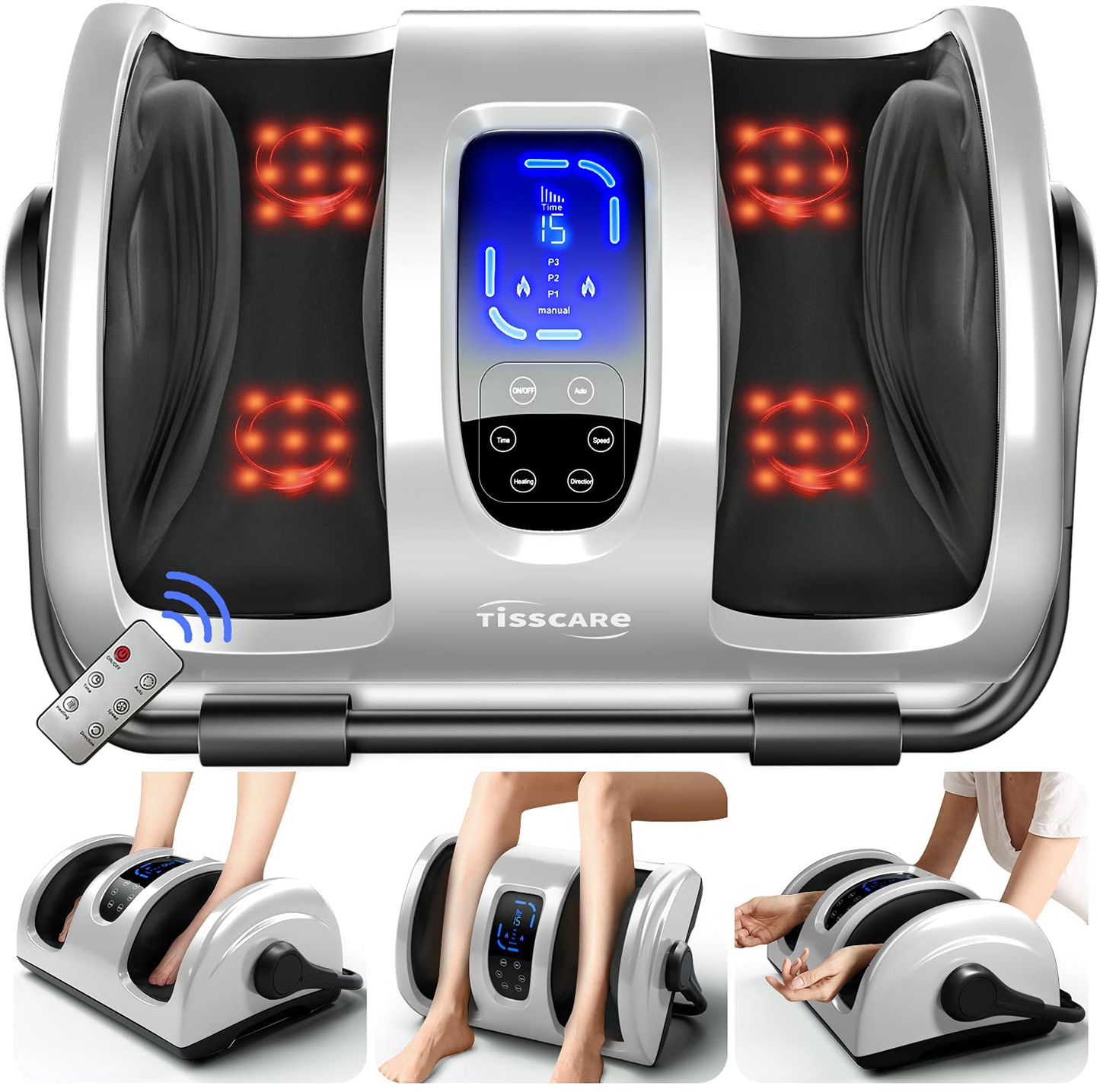 TISSCARE Shiatsu Foot Massager Machine w/ Remote & Heat for Plantar Fasciitis & Neuropathy, Deep Kneading Calf Massage, Leg Massager, Promote Blood Circulation & Pain Relief & Better Sleep Arts & Entertainment > Party & Celebration > Gift Giving TISSCARE   