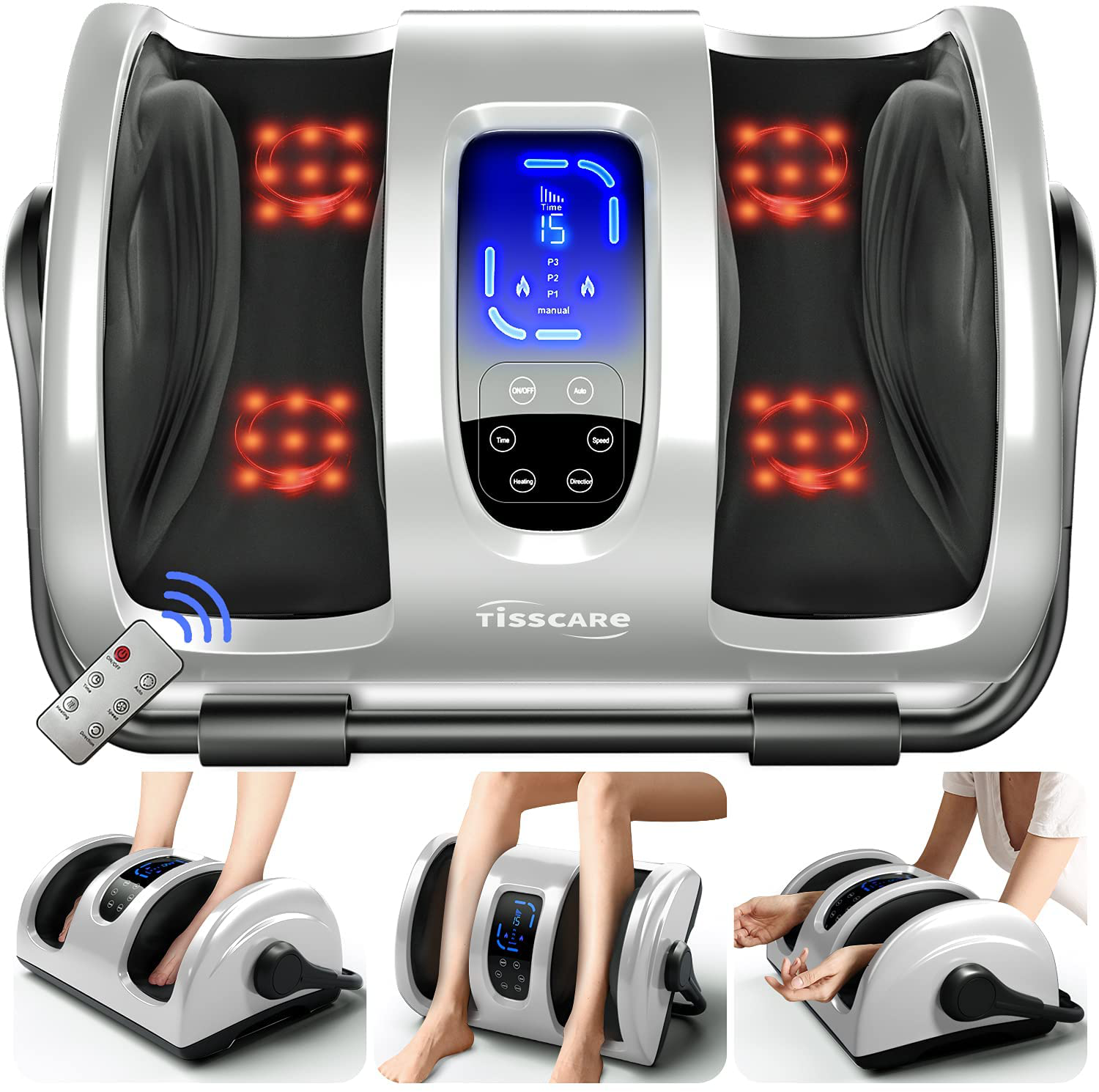 TISSCARE Shiatsu Foot Massager Machine w/ Remote & Heat for Plantar Fasciitis & Neuropathy, Deep Kneading Calf Massage, Leg Massager, Promote Blood Circulation & Pain Relief & Better Sleep Arts & Entertainment > Party & Celebration > Gift Giving TISSCARE   
