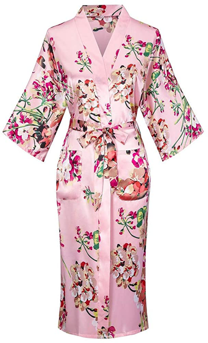 Women'S Floral/Patterned Silky Kimono Robes Long Satin Bathrobes Sleepwear Loungewear Apparel & Accessories > Clothing > Sleepwear & Loungewear > Robes MissNina Style 4 Medium 