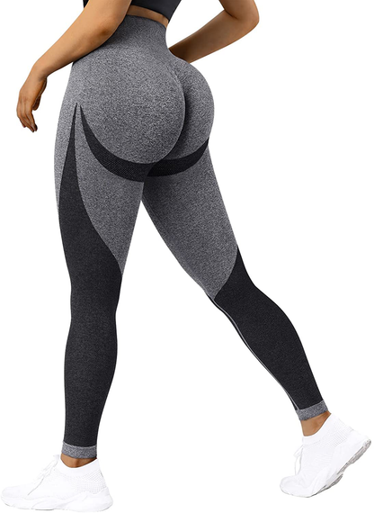 MOSHENGQI Womens Seamless Butt Lift Leggings High Waisted Yoga Pants Ribbed Workout Slimming Tights Apparel & Accessories > Clothing > Activewear MOSHENGQI 15-gray Medium 