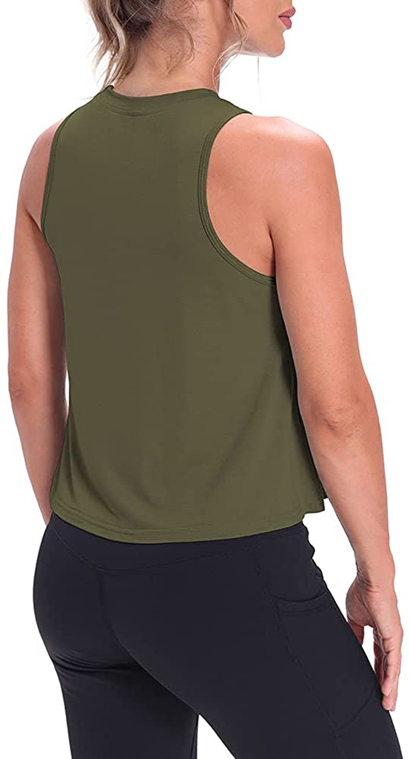Mippo Crop Tops for Women Womens Workout Tops Flowy Cropped Tank Tops Athletic Shirts Apparel & Accessories > Clothing > Activewear Kylie Max   