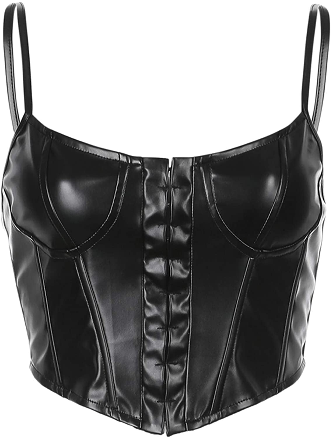 Sexy Women Push up Bustiers Corsets Strapless off Shoulder Slim Crop Tops Clubwear Party Outwear Apparel & Accessories > Clothing > Underwear & Socks > Lingerie hirigin Pu Black Medium 