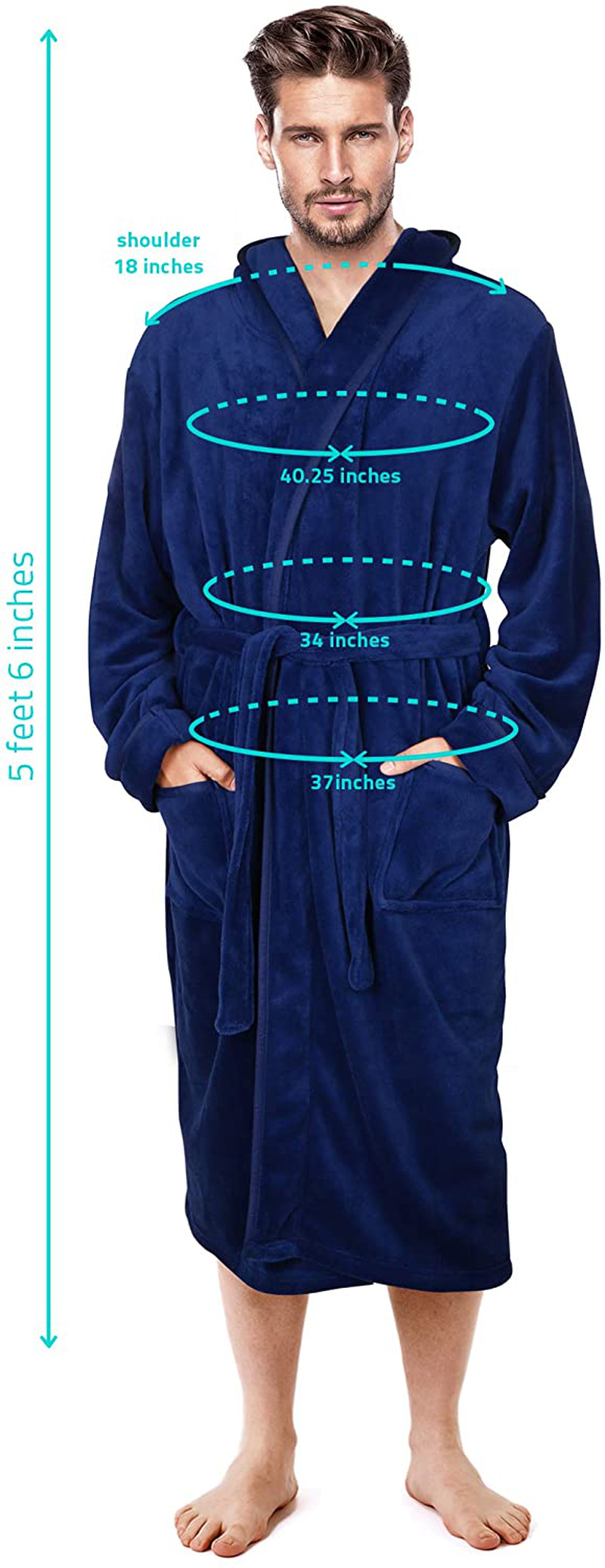 NY Threads Mens Hooded Fleece Robe - Plush Long Bathrobes Apparel & Accessories > Clothing > Sleepwear & Loungewear > Robes Kylie Max   