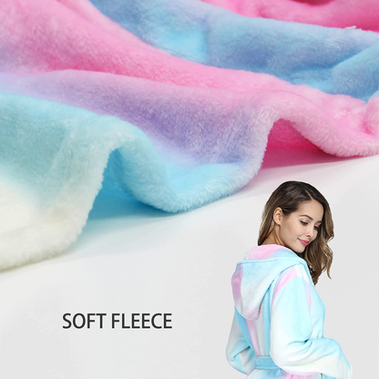 RONGTAI Womens Long Robes Plush Fleece Nightgown Thick plus Size Hooded Bathrobe with Pockets Fluffy Sleepwear for Men Apparel & Accessories > Clothing > Sleepwear & Loungewear > Robes Kylie Max   