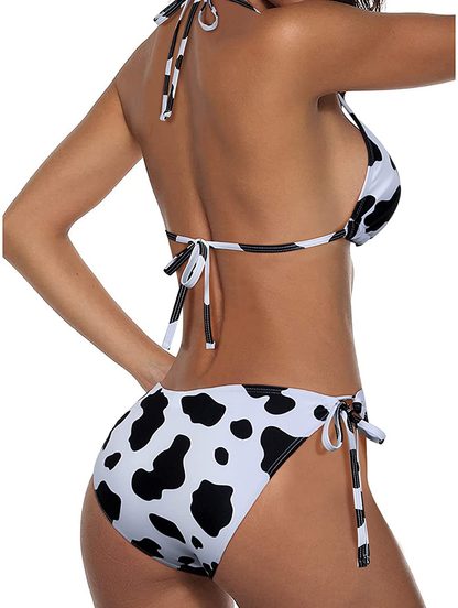 Tempt Me Women Two Piece Halter Padded Top Tie Side Bottom Triangle Bikini Bathing Suit Apparel & Accessories > Clothing > Swimwear KYLIE MAX   