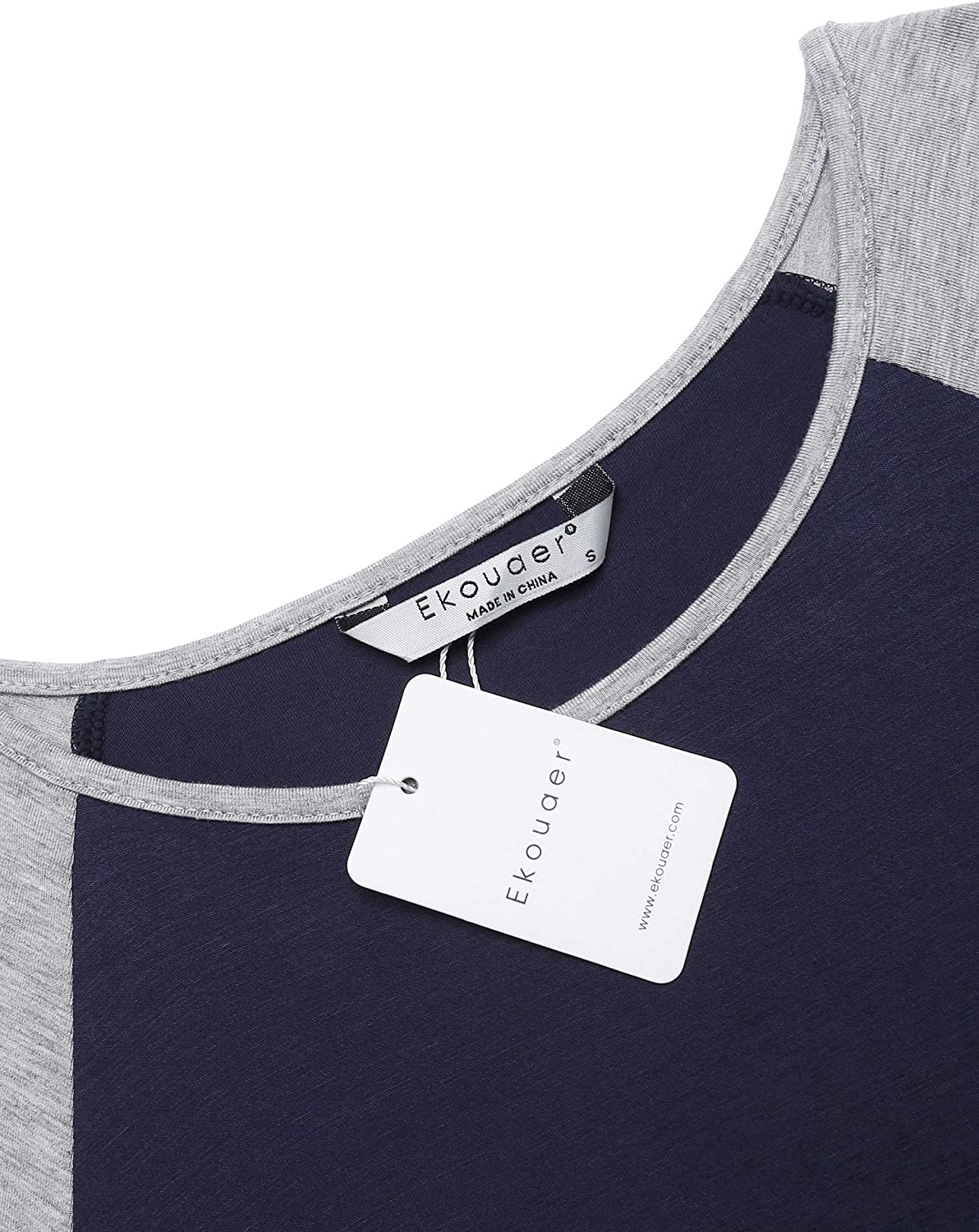 Ekouaer Short Sleeve Nightgown Raglan Sleepshirt Color Block Nightshirt Lounge Dress Casual Sleepwear for Women Apparel & Accessories > Clothing > Sleepwear & Loungewear > Nightgowns Kylie Max   