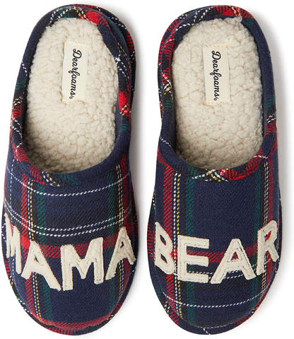 Dearfoams Women's Mama Bear Slipper Arts & Entertainment > Party & Celebration > Gift Giving Dearfoams Blue Tartan Plaid Large 