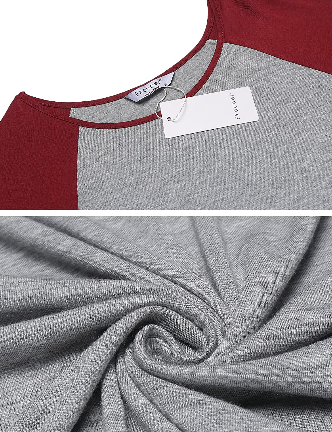 Ekouaer Short Sleeve Nightgown Raglan Sleepshirt Color Block Nightshirt Lounge Dress Casual Sleepwear for Women Apparel & Accessories > Clothing > Sleepwear & Loungewear > Nightgowns Kylie Max   