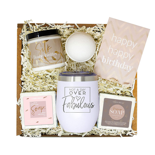 Birthday Gifts for Women - Best Relaxing Spa Gift Box Basket for Wife Mom Sister Girlfriend Best Friend Mother - Bday Bath Set w/Tumbler - Gifts Basket Care Package Present for Her Happy Birthday Arts & Entertainment > Party & Celebration > Gift Giving Sodilly White Tumbler 6 Piece Set 