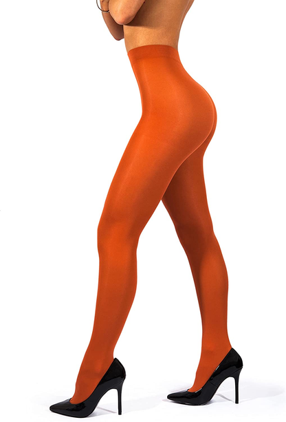 Sofsy Opaque Microfibre Tights for Women - Invisibly Reinforced - Footed Pantyhose High Waist for Women 40Den [Made in Italy] Apparel & Accessories > Clothing > Underwear & Socks > Shapewear KYLIE MAX Burnt Orange Medium 