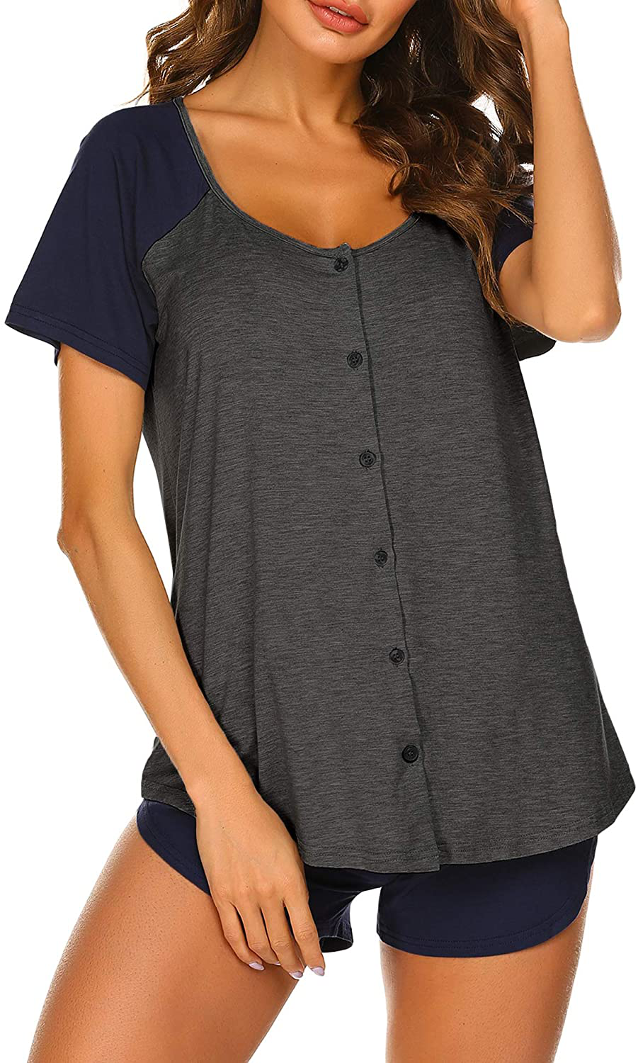 Ekouaer Women's Pajama Short Sleeve Sleepwear Soft Pj Set Top and Shorts Pajamas Set Apparel & Accessories > Clothing > Sleepwear & Loungewear > Pajamas Ekouaer   
