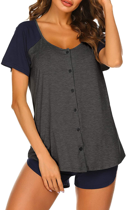 Ekouaer Women's Pajama Short Sleeve Sleepwear Soft Pj Set Top and Shorts Pajamas Set Apparel & Accessories > Clothing > Sleepwear & Loungewear > Pajamas Ekouaer   