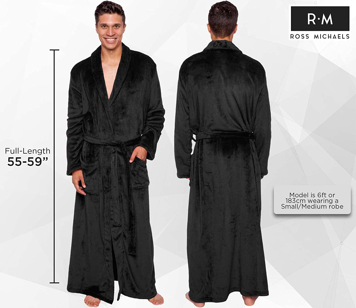 Ross Michaels Mens Robe Big & Tall - Long Plush Shawl Collar Fleece Bathrobe Apparel & Accessories > Clothing > Sleepwear & Loungewear > Robes Kylie Max   