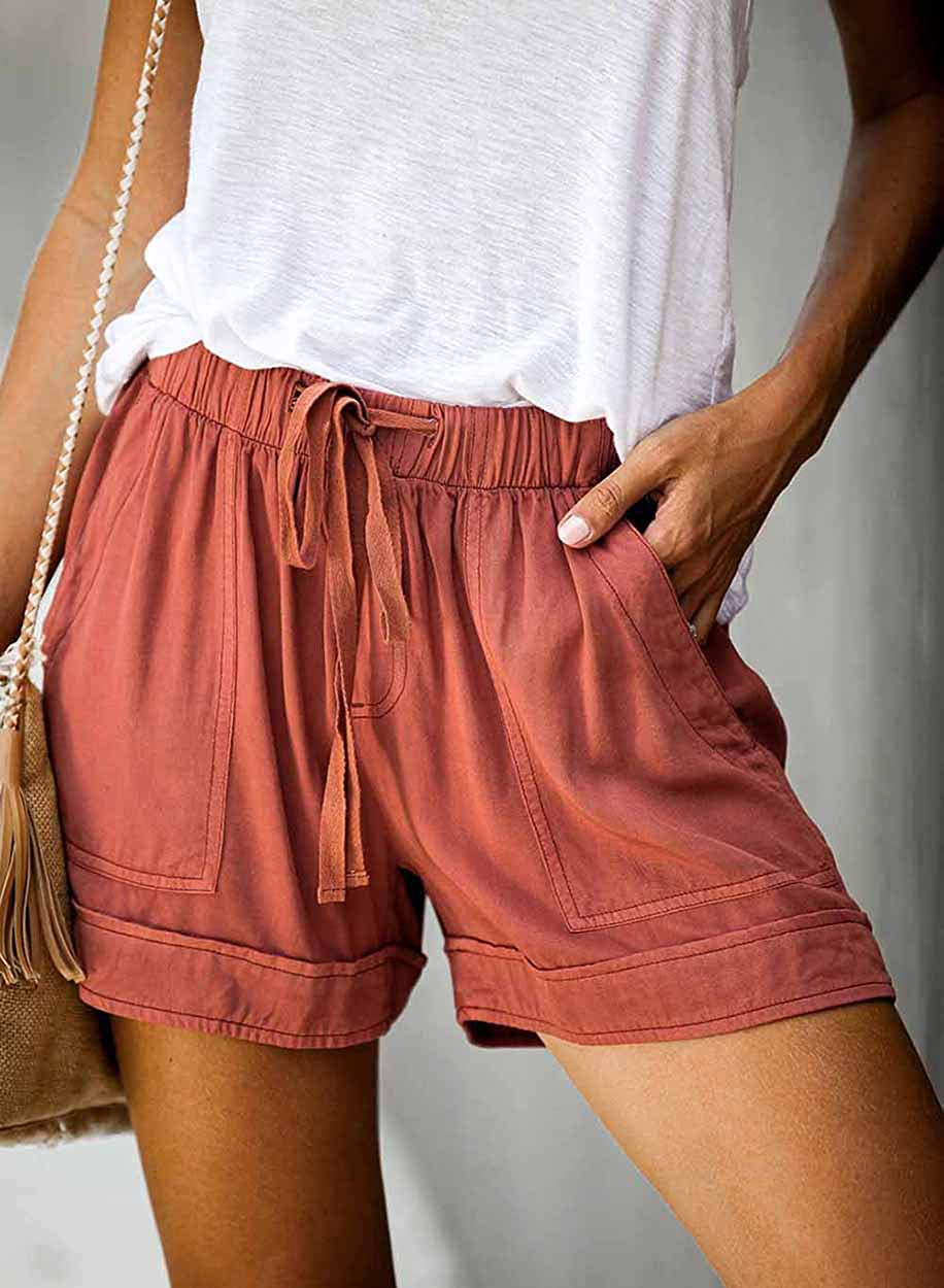 Wielsscca Womens Drawstring Shorts Summer Elastic Waist Casual Lightweight with Pockets Apparel & Accessories > Clothing > Shorts Kylie Max   