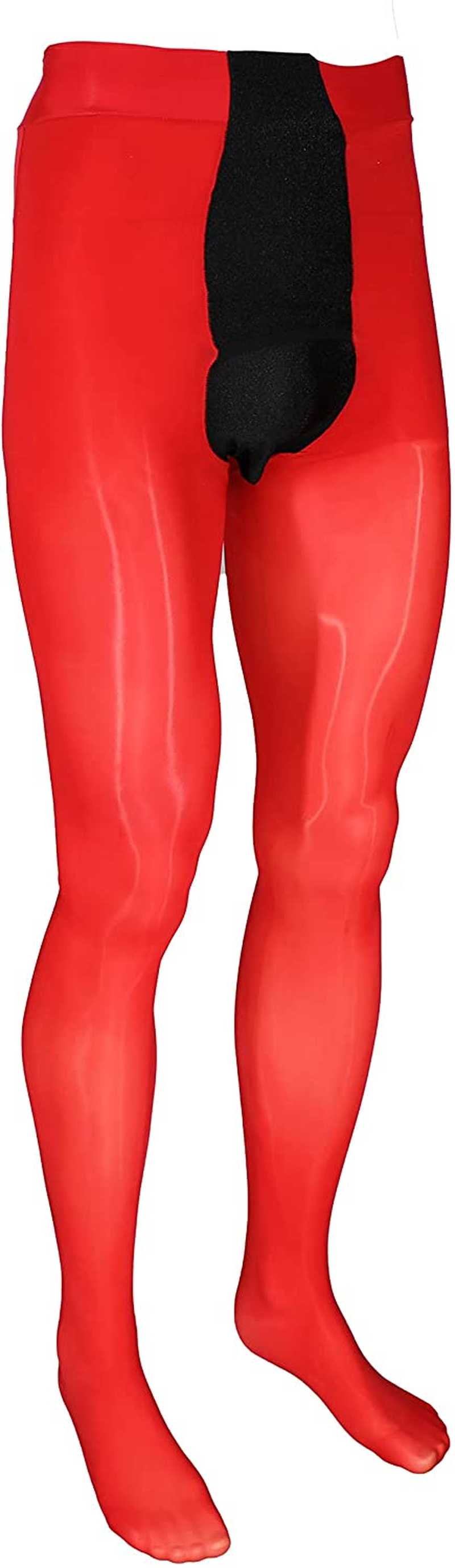 Glossy Mens Pantyhose with Fly Pouch Apparel & Accessories > Clothing > Underwear & Socks > Shapewear Generic Red 3X-Large 