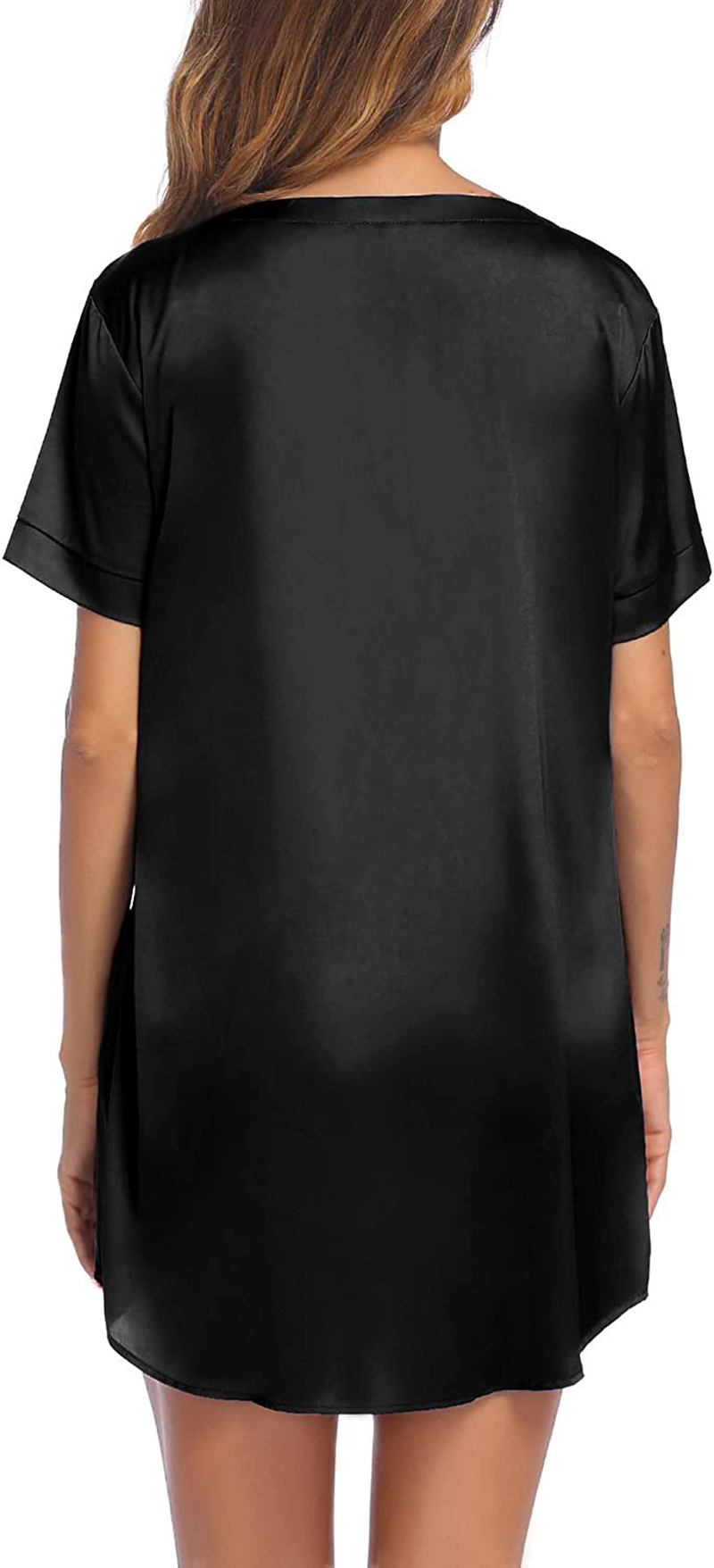 Ekouaer Women’S Silk Satin Nightgowns Sexy Sleepshirt Button down Sleep Dress Short Sleeve Nightshirt V-Neck Sleepwear Apparel & Accessories > Clothing > Sleepwear & Loungewear > Nightgowns Kylie Max   
