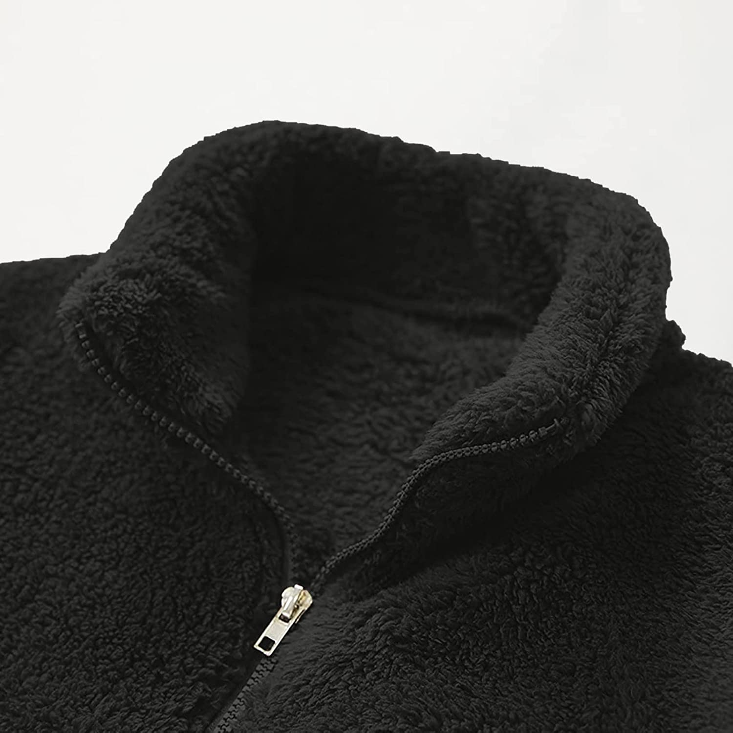 Merthy Mens Fuzzy Sherpa Fleece Jacket Casual Long Sleeve Stand Collar Furry Faux Woolen Cardigan Coat Zipper Teddy Coats Apparel & Accessories > Clothing > Underwear & Socks > Shapewear Merthy   