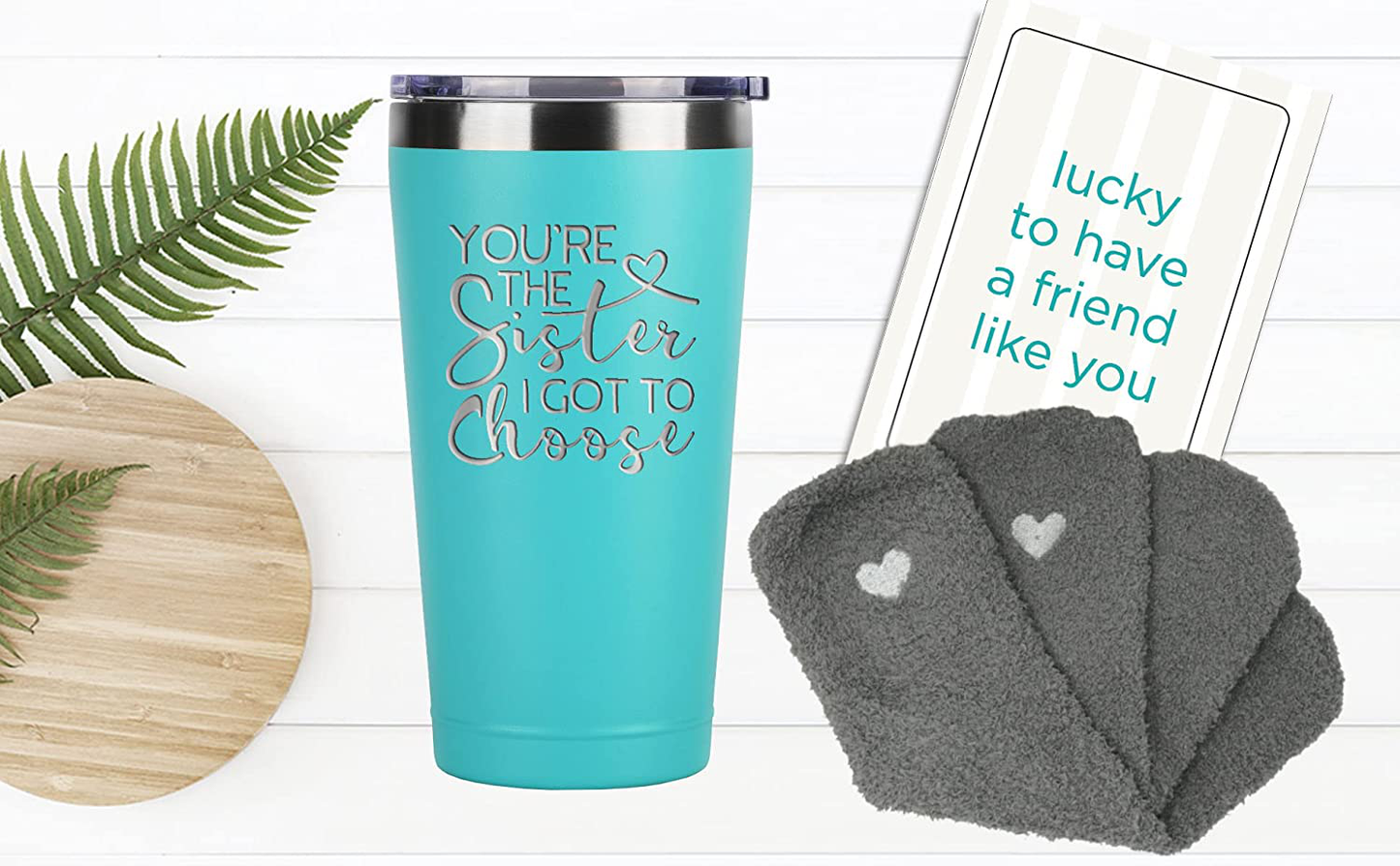 Best Friend Birthday Gifts for Women - Best Friend Friendship Gifts Set - Sister I Got To Choose Unique Birthday Gifts for Women BFF, Bestie, Friend - Gift Set with Tumbler, Fuzzy Socks & Card Arts & Entertainment > Party & Celebration > Gift Giving Sodilly   