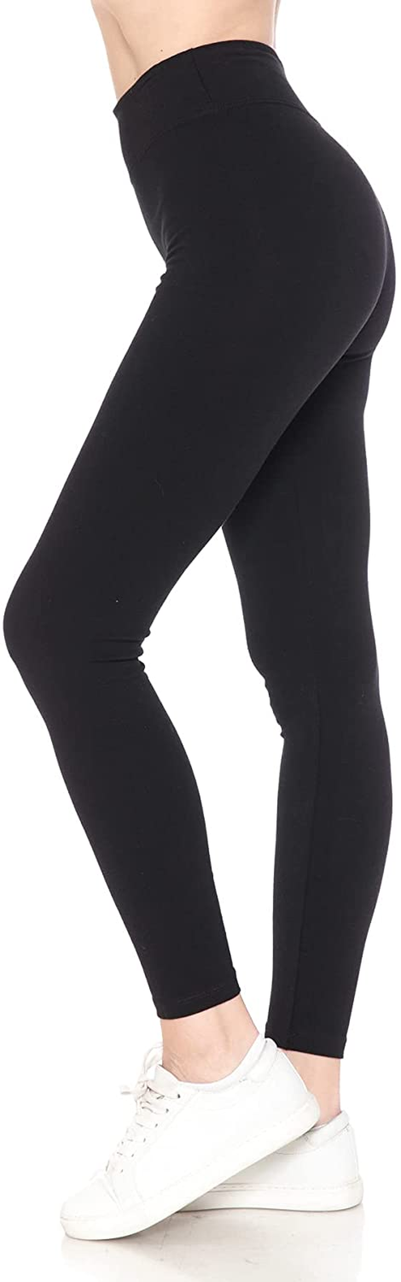 Leggings Depot Cotton Women'S Premium Quality Ultra Soft Solid Leggings Apparel & Accessories > Clothing > Underwear & Socks > Shapewear LEGGINGS DEPOT Cotton-yoga Black 2X 