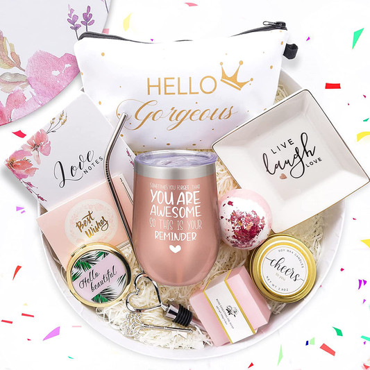 Birthday Gifts for Women Christmas Gifts Best Friends Gifts Baskets for Her Spa Relaxing Gifts Ideas Funny Wine Tumbler Inspirational Gifts Unique for Female,Coworker,Mom,Wife,Sister,12oz Arts & Entertainment > Party & Celebration > Gift Giving Yorktend   