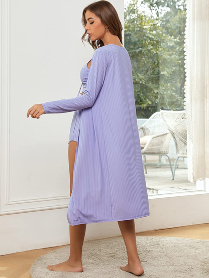 Shein Women'S 3 Piece Pajama Suit Open Front Cardigan Cami Crop Top Shorts Lounge Set Apparel & Accessories > Clothing > Sleepwear & Loungewear Kylie Max   