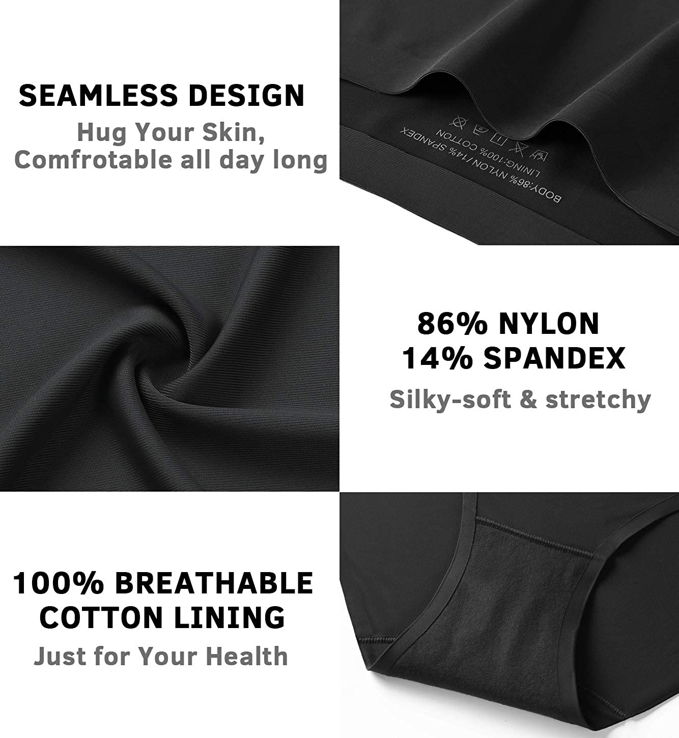 GNEPH Women'S Seamless Underwear No Show Panties Soft Stretch Bikini Ladies Hipster Underwears 5Pack Apparel & Accessories > Clothing > Underwear & Socks > Underwear GNEPH   