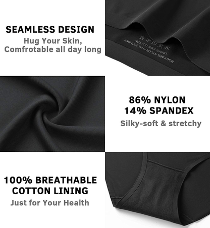 GNEPH Women'S Seamless Underwear No Show Panties Soft Stretch Bikini Ladies Hipster Underwears 5Pack Apparel & Accessories > Clothing > Underwear & Socks > Underwear GNEPH   