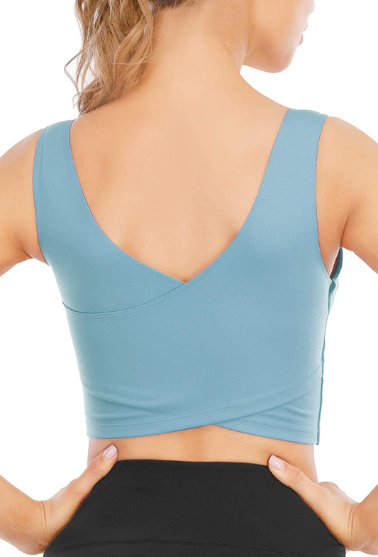 TASADA V-Neck Sports Bras for Women - Wirefree Padded Yoga Bra Running Workout Aesthetic Crop Tank Tops Apparel & Accessories > Clothing > Underwear & Socks > Bras Kylie Max   