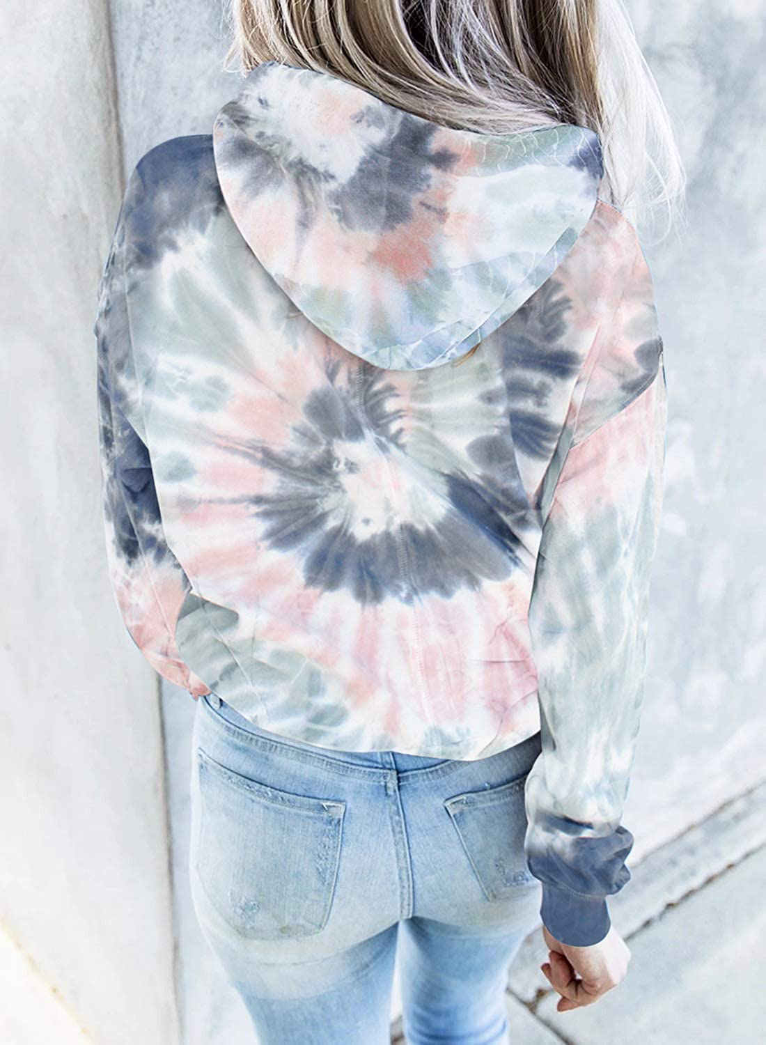 Eytino Women Hoodies Tops Tie Dye Printed Long Sleeve Drawstring Pullover Sweatshirts with Pocket(S-Xxl) Apparel & Accessories > Clothing > Activewear Kylie Max   