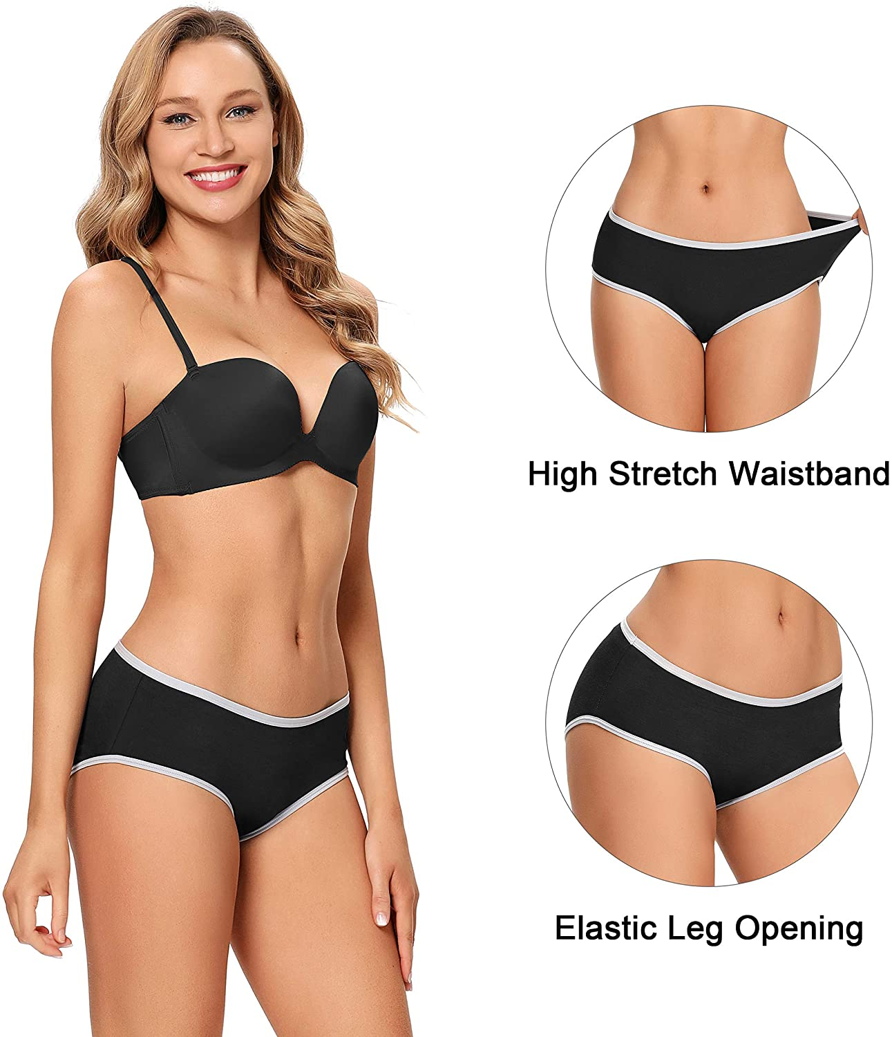 Cotton Full Coverage Underwear Womens Panties No Ride up Hipster Soft Breathable Stretch Bikini Ladies Briefs 6 Pack Apparel & Accessories > Clothing > Underwear & Socks > Underwear DUKAWA   