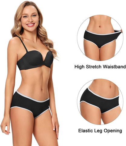 Cotton Full Coverage Underwear Womens Panties No Ride up Hipster Soft Breathable Stretch Bikini Ladies Briefs 6 Pack Apparel & Accessories > Clothing > Underwear & Socks > Underwear DUKAWA   