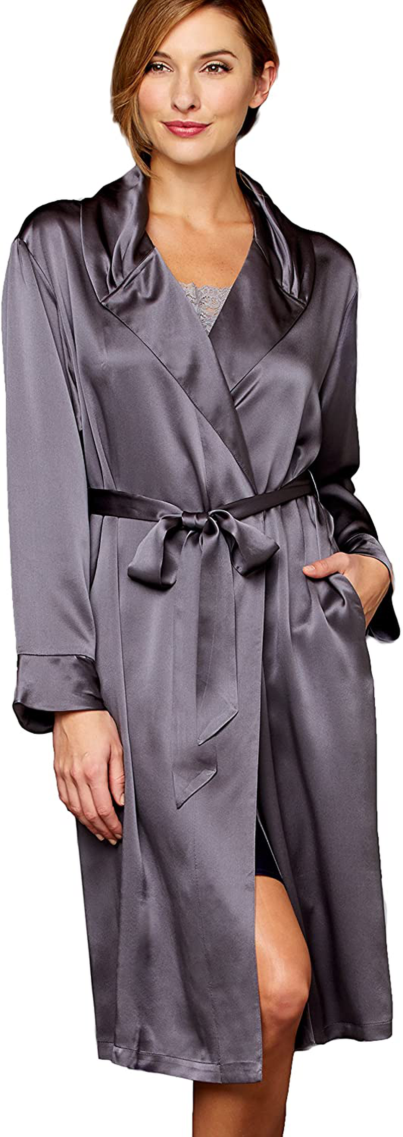 Julianna Rae Women'S Estelle 100% Silk Robe Apparel & Accessories > Clothing > Sleepwear & Loungewear > Robes Julianna Rae Evening Small 