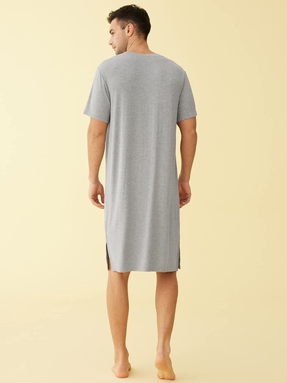 Latuza Men'S Bamboo Viscose Nightshirt Short Sleeves Sleep Shirt Apparel & Accessories > Clothing > Sleepwear & Loungewear > Nightgowns Kylie Max   