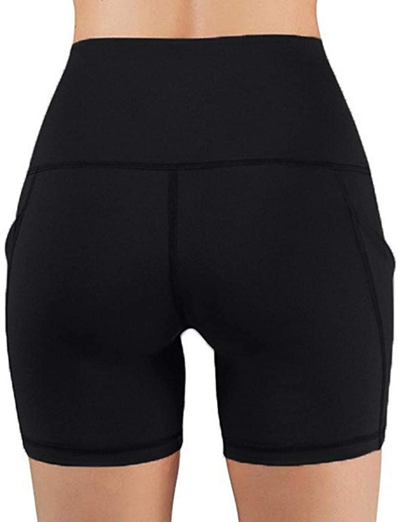 Burband Womens High Waist Bike Shorts Tummy Control Workout Yoga Pants Running Exercise Running Shorts with Side Pockets Apparel & Accessories > Clothing > Underwear & Socks > Shapewear Burband   
