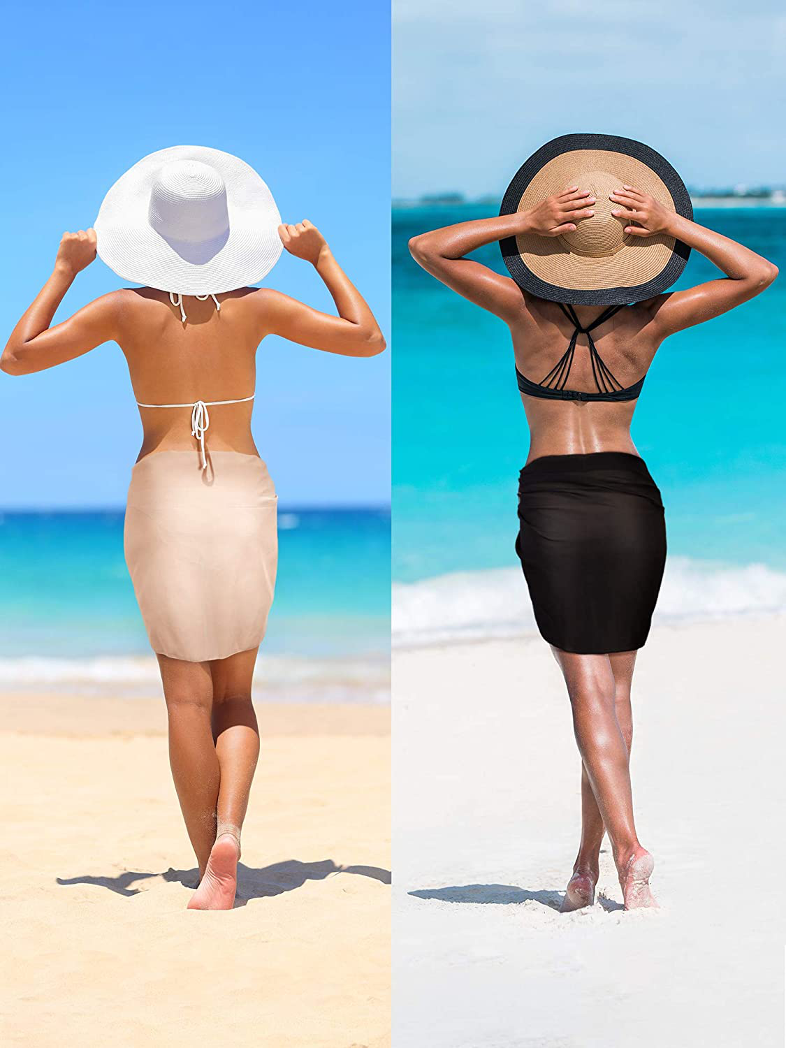 Chuangdi 2 Pieces Women Beach Wrap Sarong Cover up Chiffon Swimsuit Wrap Skirts Apparel & Accessories > Clothing > Swimwear Kylie Max   
