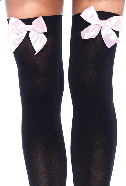 Leg Avenue Women'S Satin Bow Accent Thigh Highs Apparel & Accessories > Clothing > Underwear & Socks > Shapewear Leg Avenue   