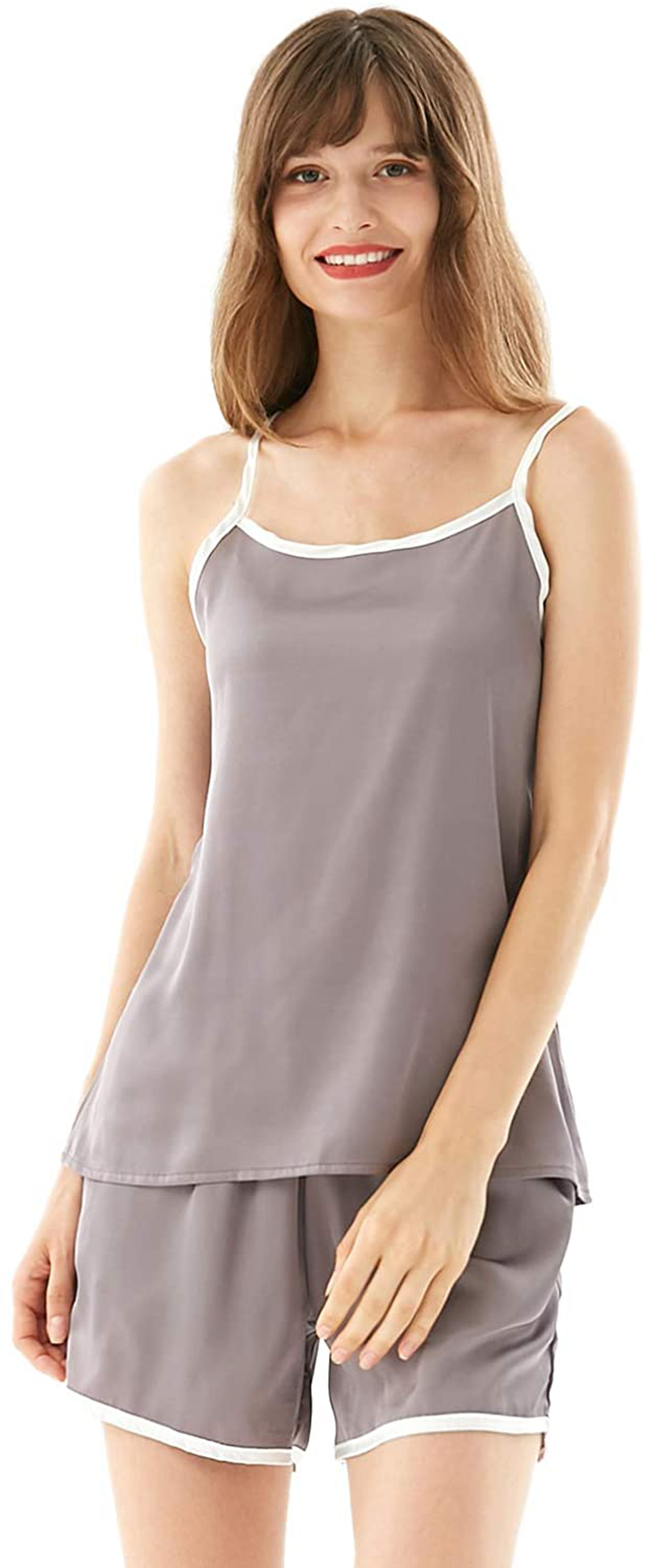COCOHOME Women'S 7Pcs Pajama Set Satin Silk Sexy Cami Shorts Set Pjs and Button down Long Sleeve Shirt Sleepwear Loungewear Apparel & Accessories > Clothing > Sleepwear & Loungewear Kylie Max   