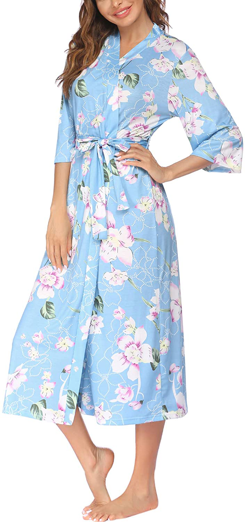 Ekouaer Womens Robes, Lightweight Cotton Robe Soft Sleepwear Ladies Loungewear Dressing Gown Long Bathrobe Apparel & Accessories > Clothing > Sleepwear & Loungewear > Robes Ekouaer   