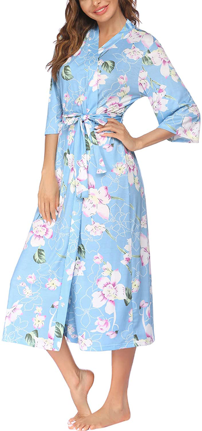 Ekouaer Womens Robes, Lightweight Cotton Robe Soft Sleepwear Ladies Loungewear Dressing Gown Long Bathrobe Apparel & Accessories > Clothing > Sleepwear & Loungewear > Robes Ekouaer   