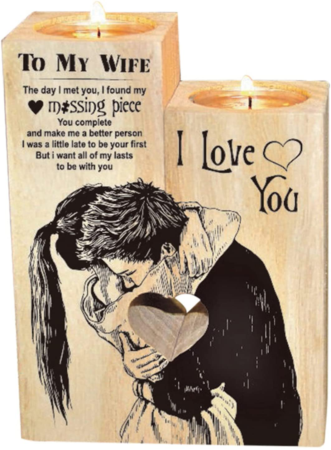 LEFUYAN to My Bestie Candle Holder -Because of You I Laugh Smile More Cry Less Thank You for Being My Unbiological Sister Women Teen Girl Friend Personalized Custom Friendship Christmas Birthday Gift Arts & Entertainment > Party & Celebration > Gift Giving LEFUYAN to my wife-02  