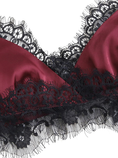 Sweatyrocks Women'S Lace Trim Underwear Lingerie Straps Bralette and Panty Set Apparel & Accessories > Clothing > Sleepwear & Loungewear Kylie Max   