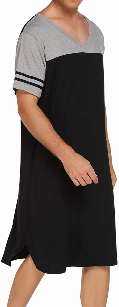 Ekouaer Nightgowns Mens V Neck Long Sleeve Sleepwear Big&Tall Pajama Sleeping Wear Loungewear Nightshirts M-XXXL Apparel & Accessories > Clothing > Sleepwear & Loungewear > Nightgowns Kylie Max   