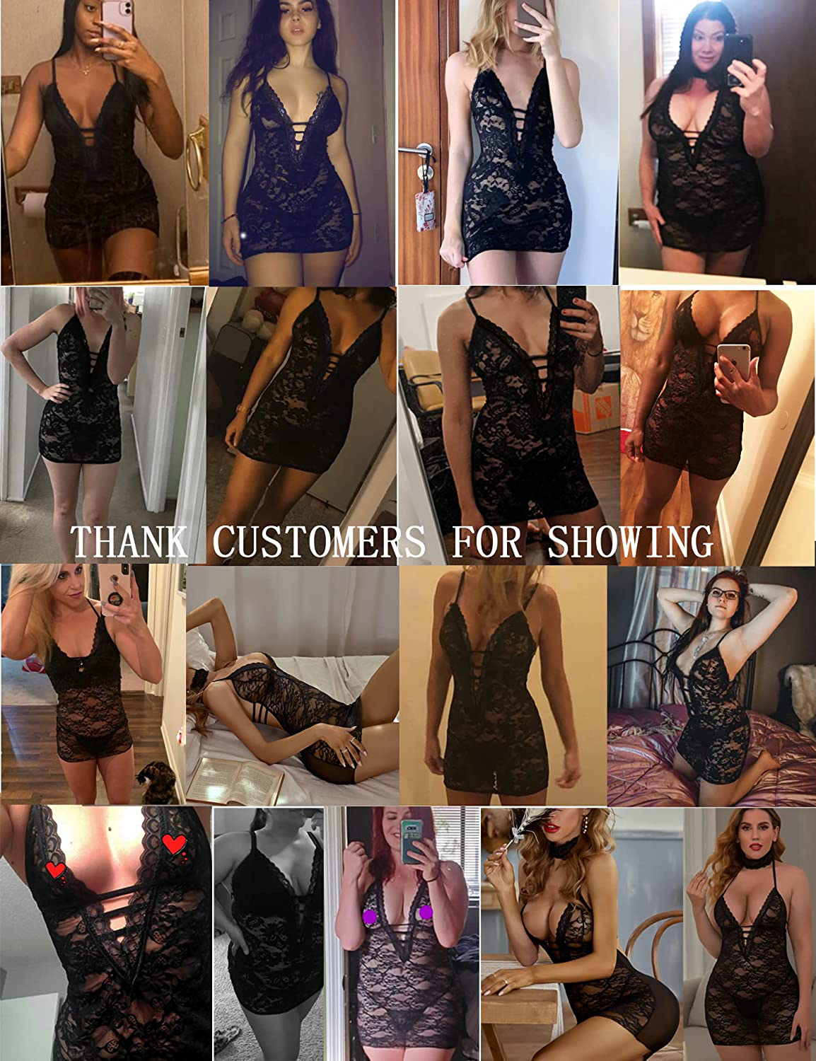 Avidlove Women Babydoll Lingerie Lace Chemise Halter Nightwear Teddy Dress Apparel & Accessories > Clothing > Underwear & Socks > Lingerie Kylie Max   