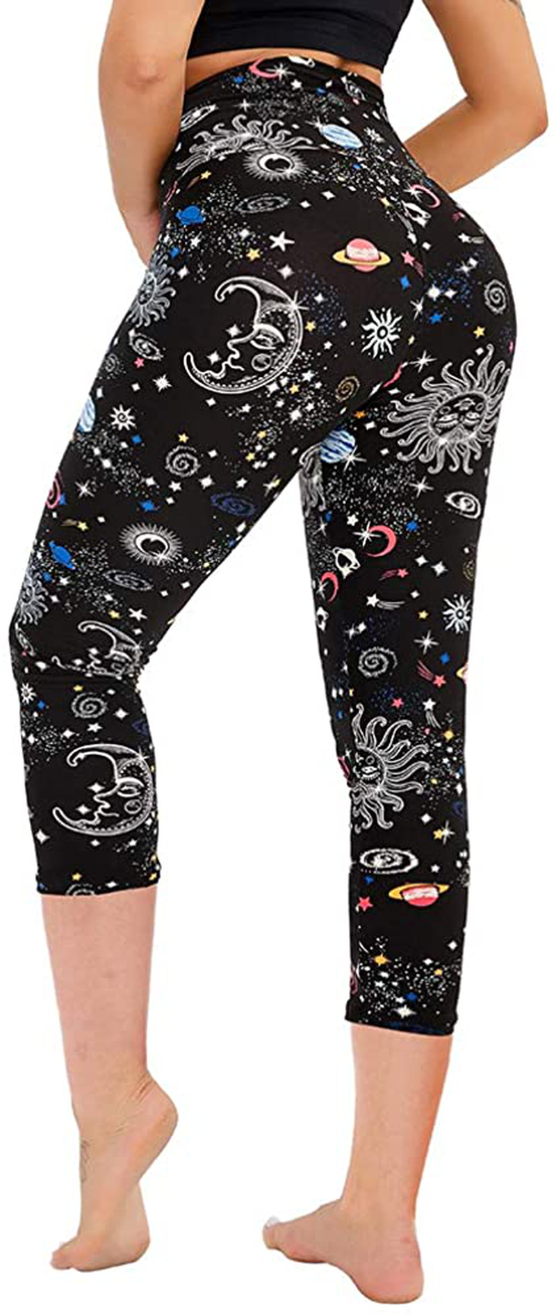 GAYHAY High Waisted Capri Leggings for Women - Soft Slim Tummy Control - Exercise Pants for Running Cycling Yoga Workout Apparel & Accessories > Clothing > Activewear GAYHAY Milky Way Galaxy Small-Medium 