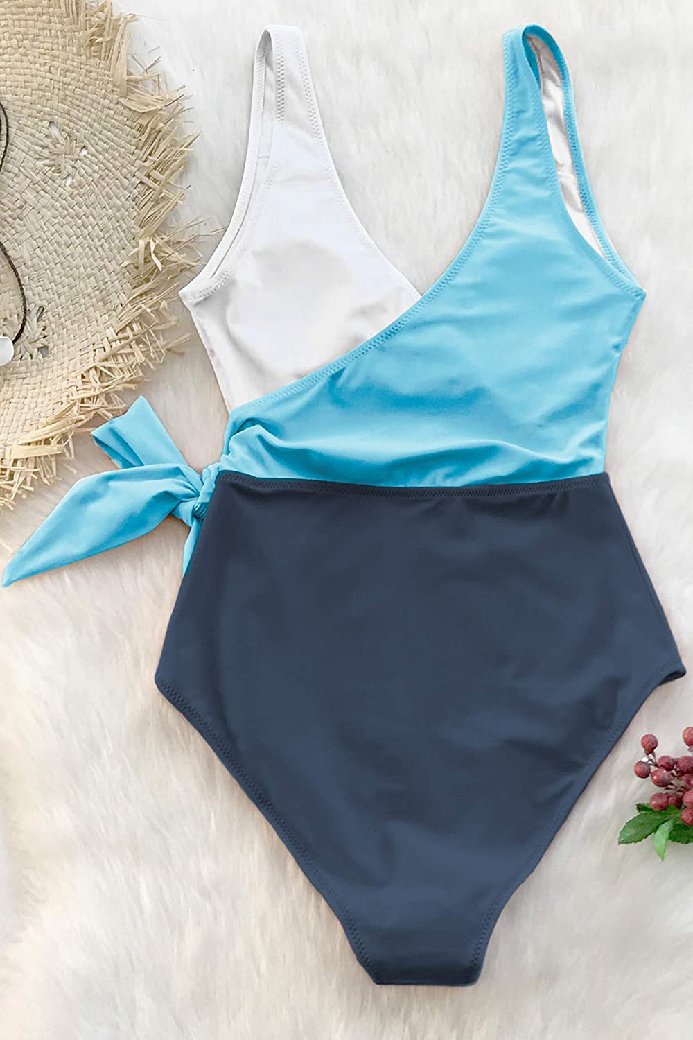 CUPSHE Women'S One Piece Swimsuit Wrap Color Block Tie Side Bathing Suit Apparel & Accessories > Clothing > Swimwear Kylie Max   