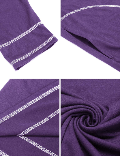 Ekouaer Women'S Nightshirt Long Sleeve Nightgown round Neck Sleepwear Full Length Pajama Dress with Pockets Loungewear S-XXL Apparel & Accessories > Clothing > Sleepwear & Loungewear > Nightgowns Kylie Max   