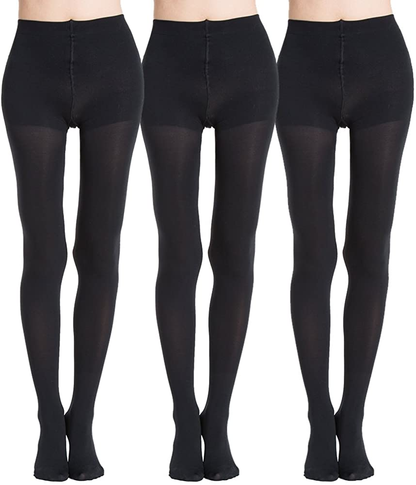 MANZI Run Resistant Control Top Panty Hose Opaque Tights Apparel & Accessories > Clothing > Underwear & Socks > Shapewear MANZI 3 Pairs Black X-Large 